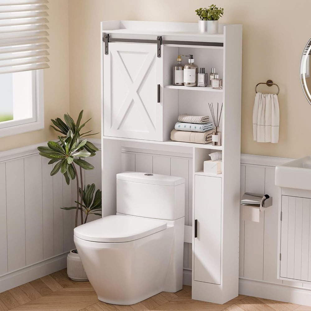 MU Over The Toilet Storage Cabinet with Side Shelves, Bathroom Storage Organi...