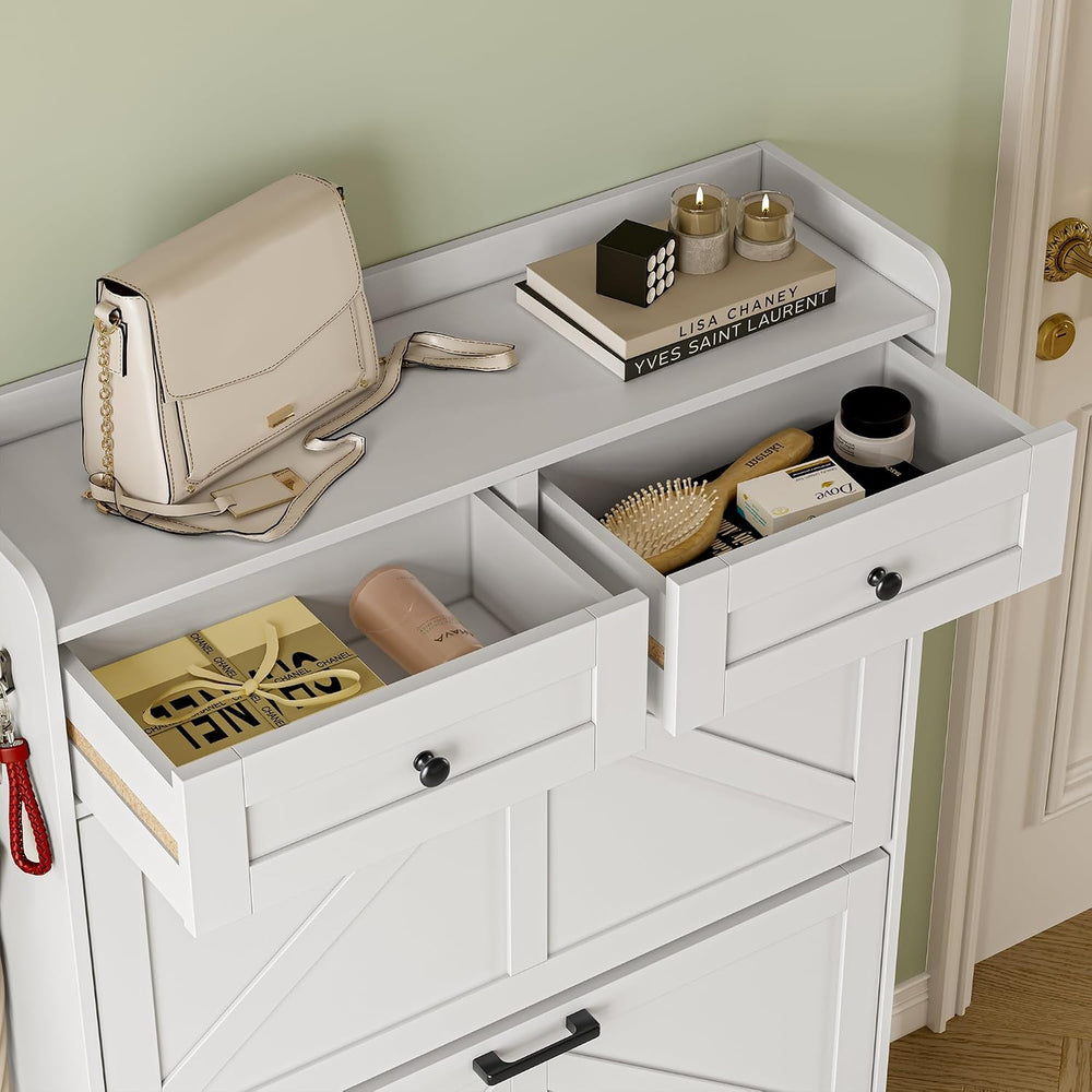 BORNOON Shoe Storage Cabinet for Entryway, Farmhouse Narrow Shoe Cabinet with...