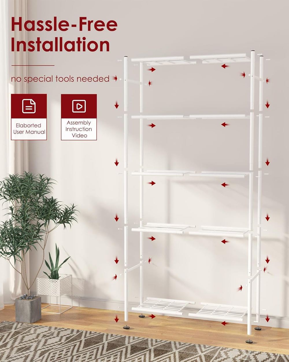 Sakugi Storage Shelves - 5 Tier Shelf Organizer, Heavy Duty Garage Shelving U...