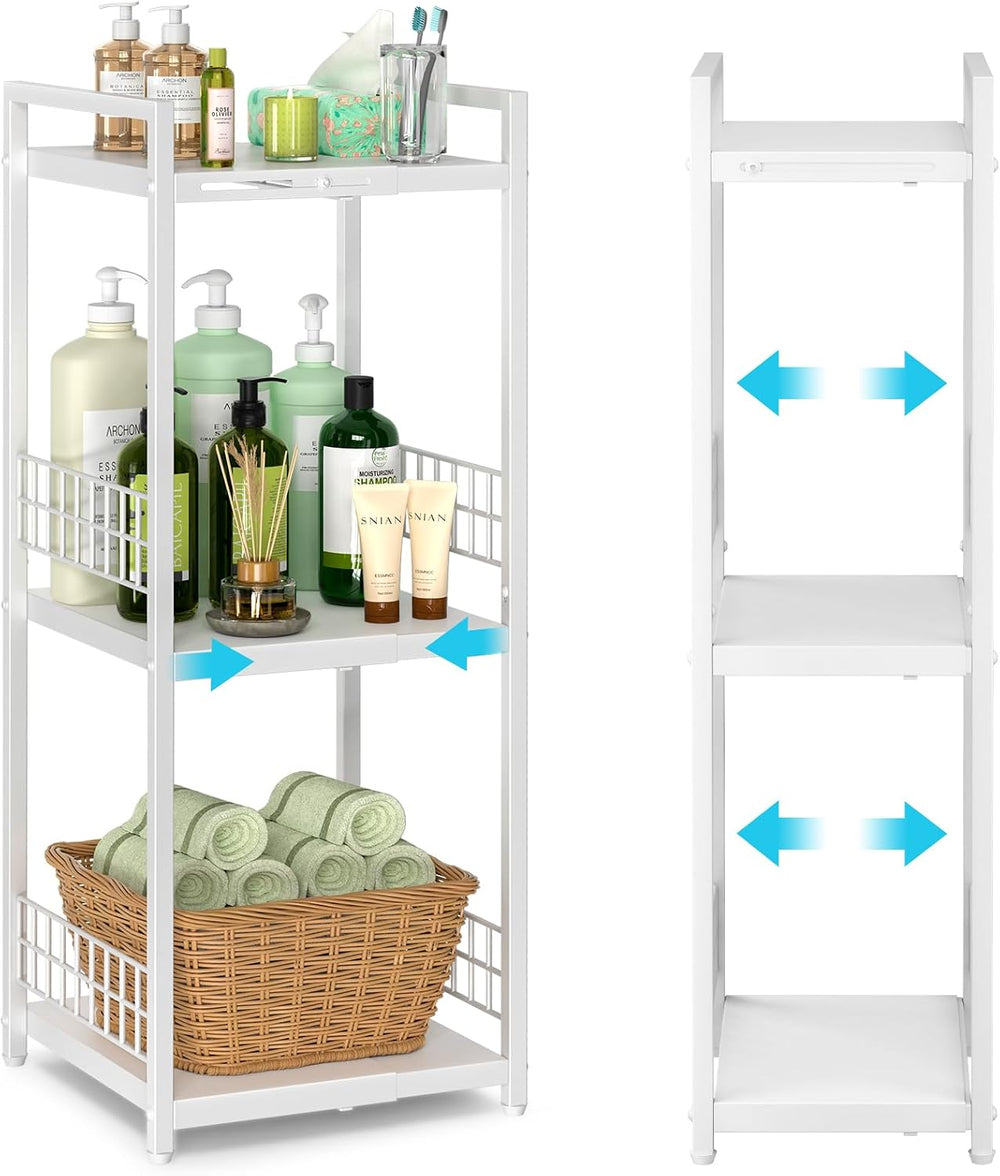 DAOUTIME Expandable Slim Storage Shelf, 3 Tier Metal Shelving Unit for Bathro...