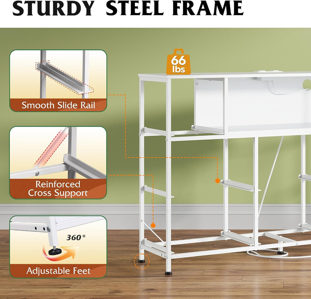 WLIVE LED Dresser TV Stand for 55 Inch TV, 8 Drawers, White