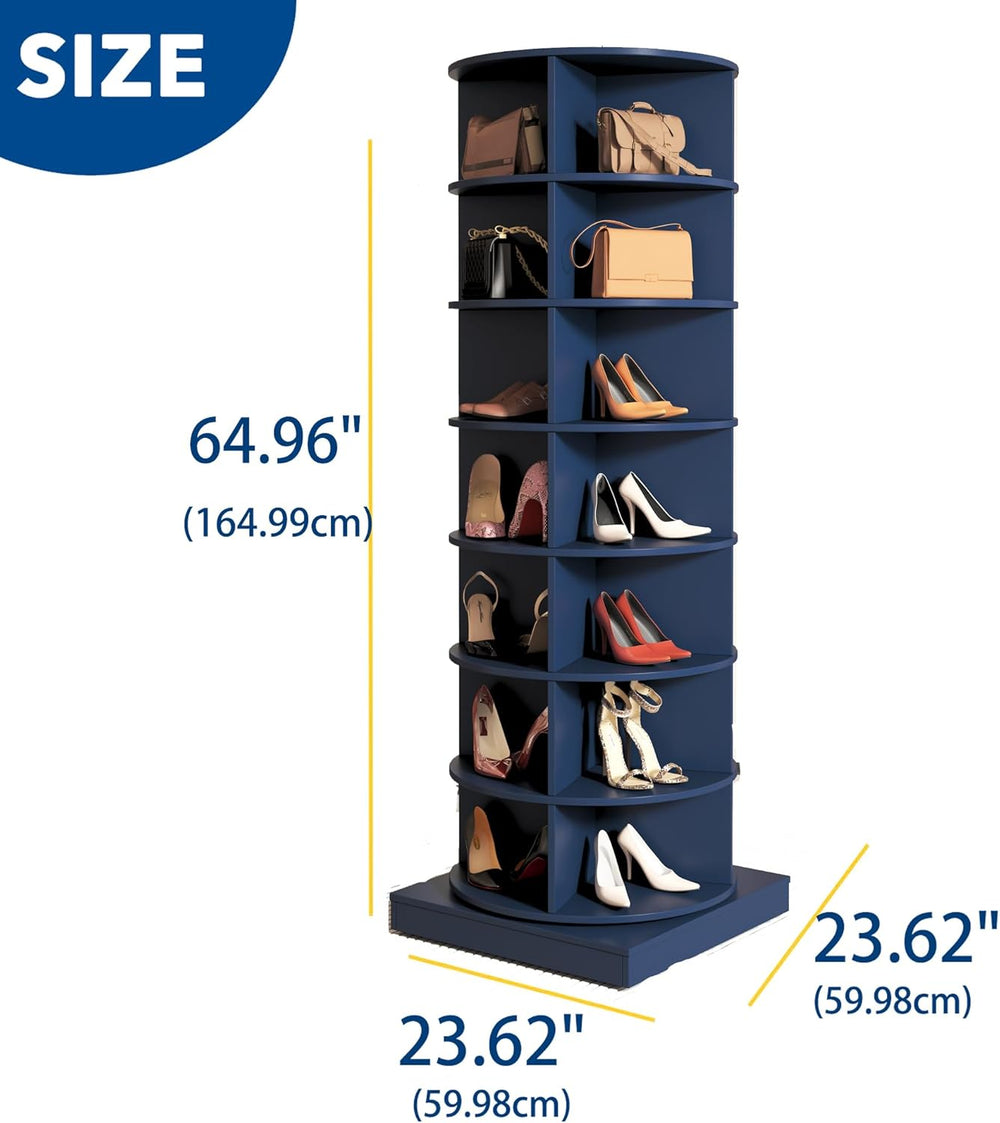 Rotating Shoe Rack Tower, Wooden Spinning Shoe Organizer, Free Standing 360° ...