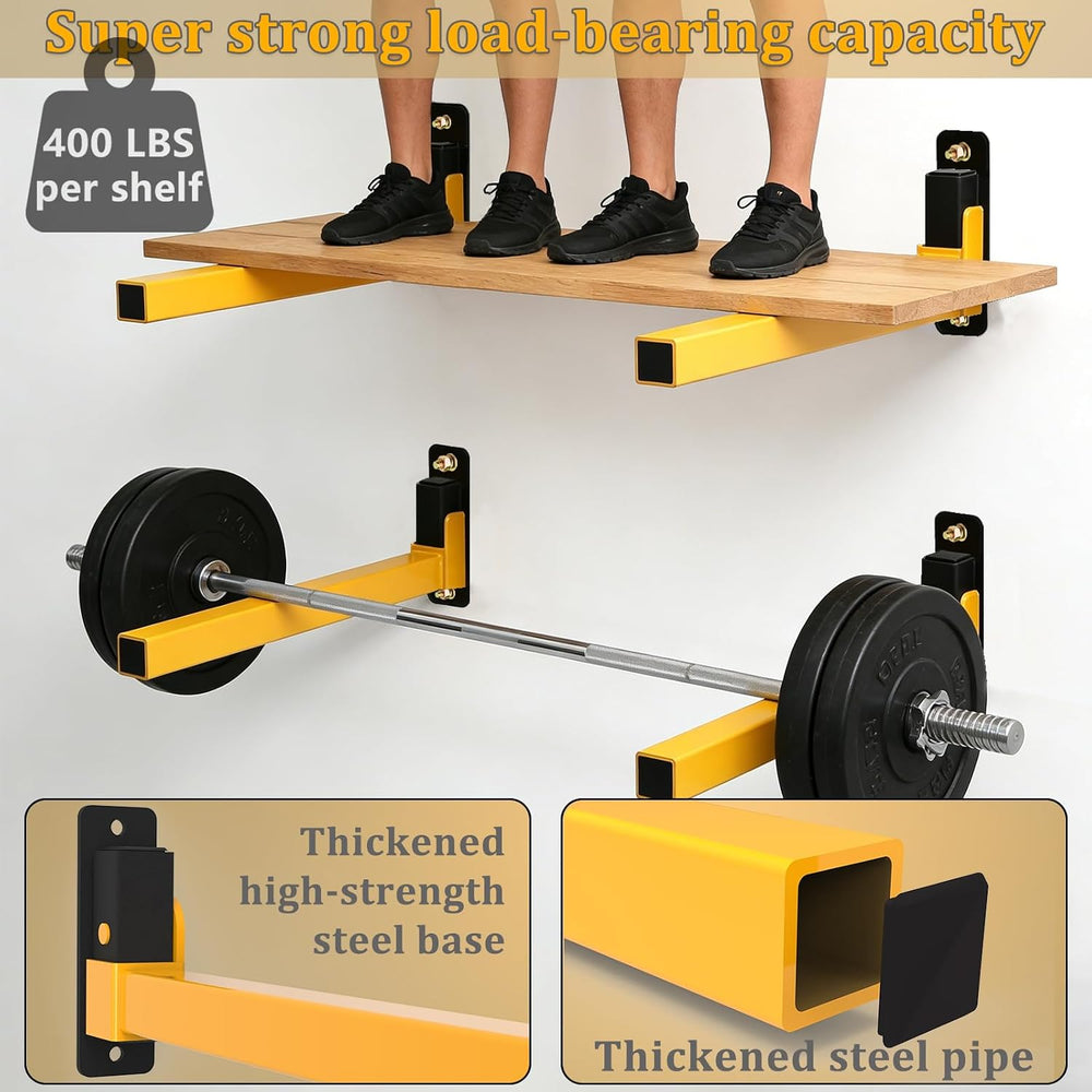 Lumber Storage Rack Heavy Duty Wall Mount Storage Shelves Sturdy Garage Shelv...