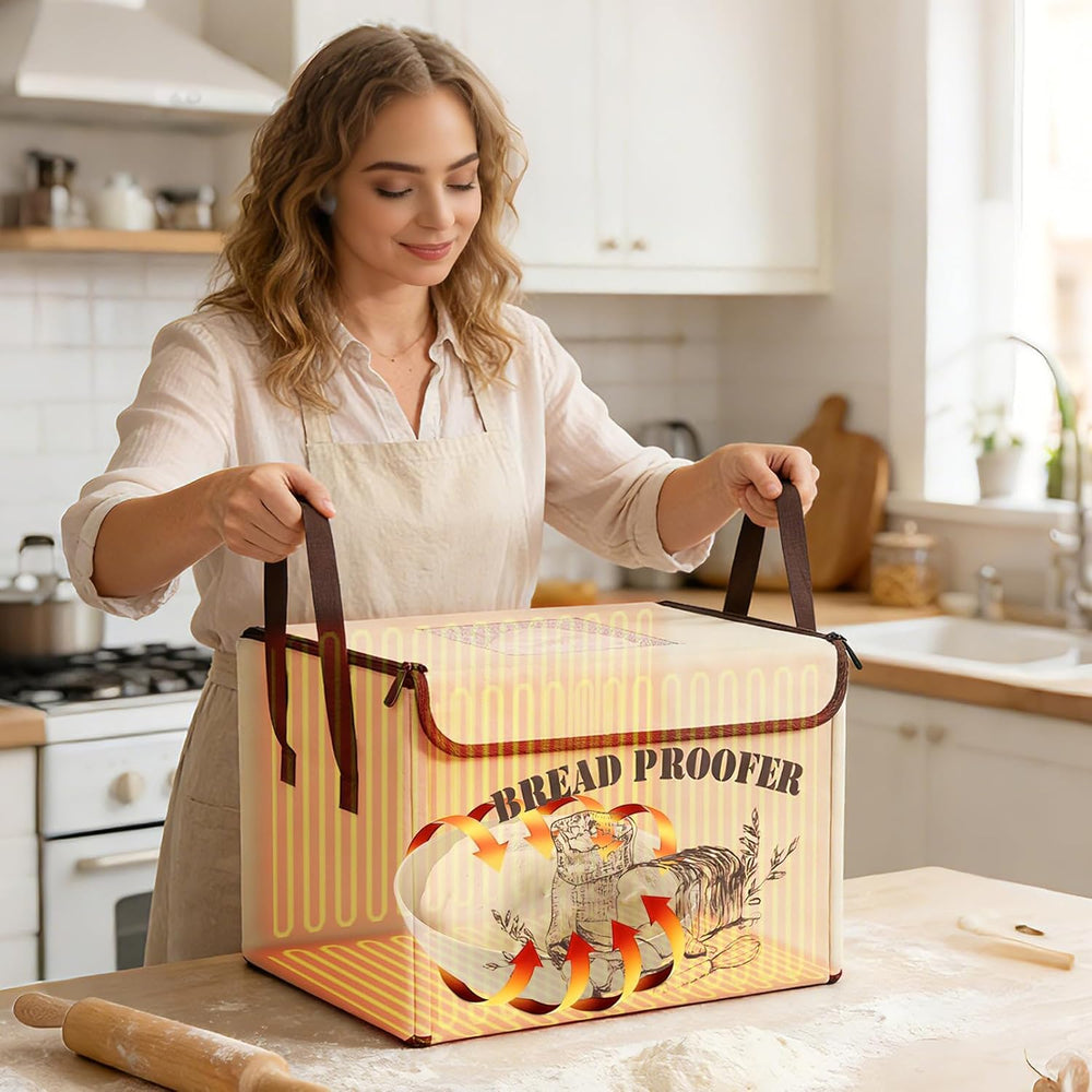 Folding Bread Proofing Box with Lid, Bread Proofer 3-Side Even Fever 50-113℉ ...