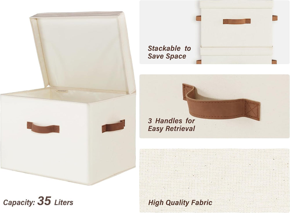 StorageWorks Fabric Storage Bins with Lids, Closet Storage Bins