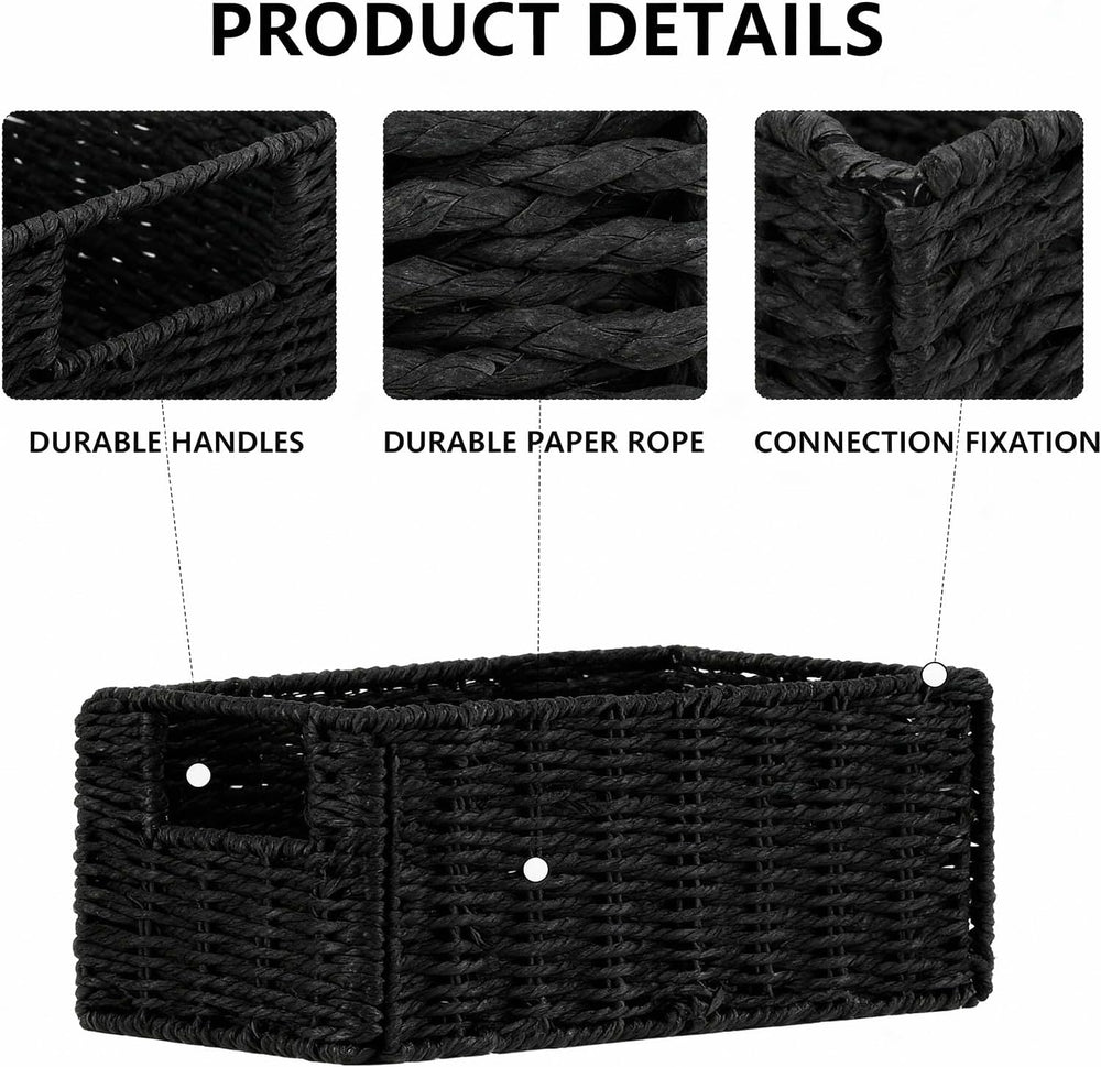 6 Pcs Small Wicker Baskets, Wicker Woven Storage Basket with Handle