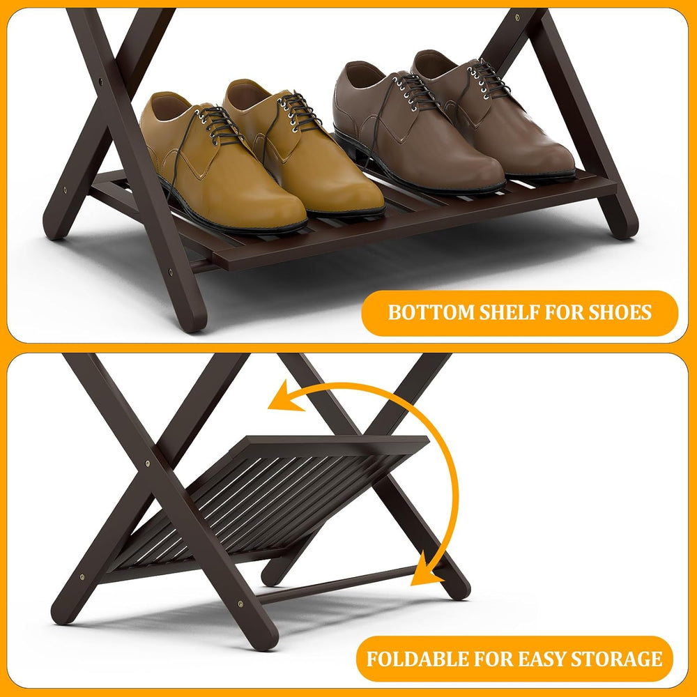 Bamboo Fully Assembled Luggage Rack for Guest Room, Suitcase Stand Set of 2