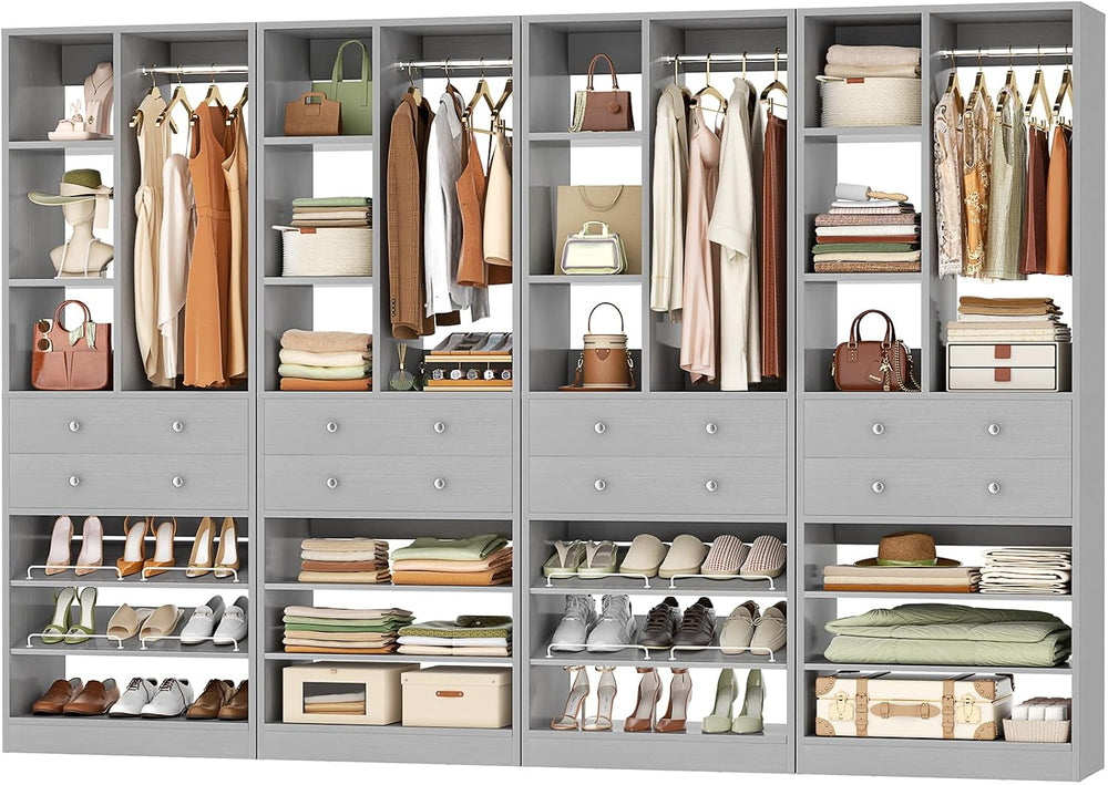 Besiost Closet System, 112"/9.3 FT Closet Organizer System with 8 Drawer...