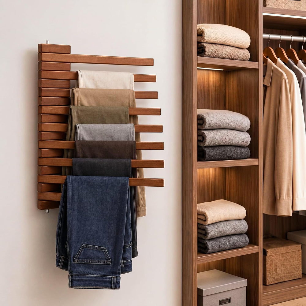 Novabright 2 Pcs Pine Wood Wall Mounted Drying Rack for Laundry, Original