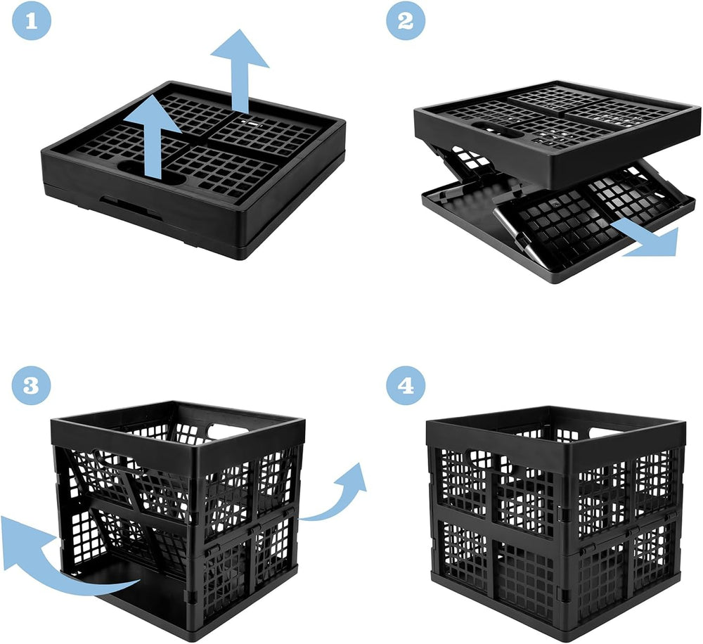 Eslite 3-Pack Collapsible Plastic Storage Crates,Foldable Crates for Storage,...