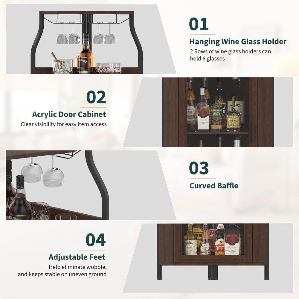 Garvee Corner Wine Bar Cabinet,5-Tier Farmhouse Corner Liquor Storage Cabinet...