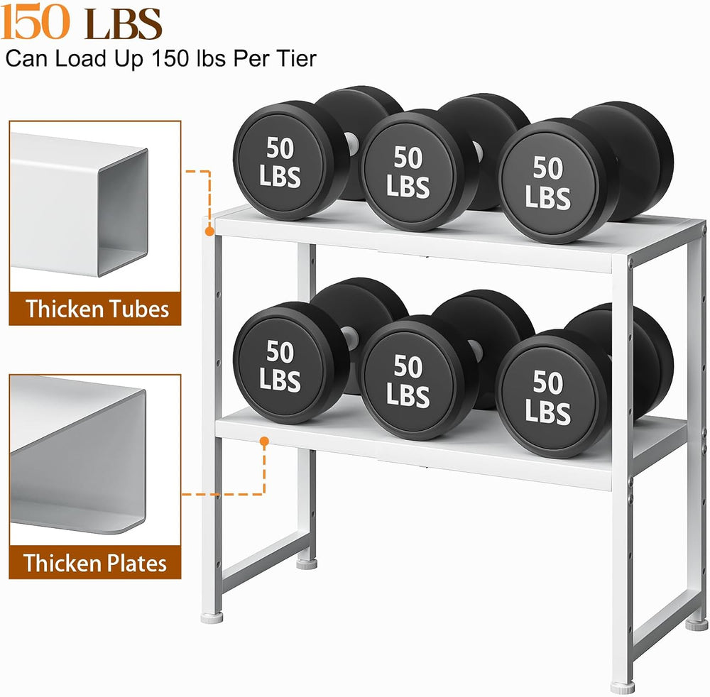 2-Tier Expandable Kitchen Storage Shelf,150LBS Heavy Duty Metal Shelving Unit...