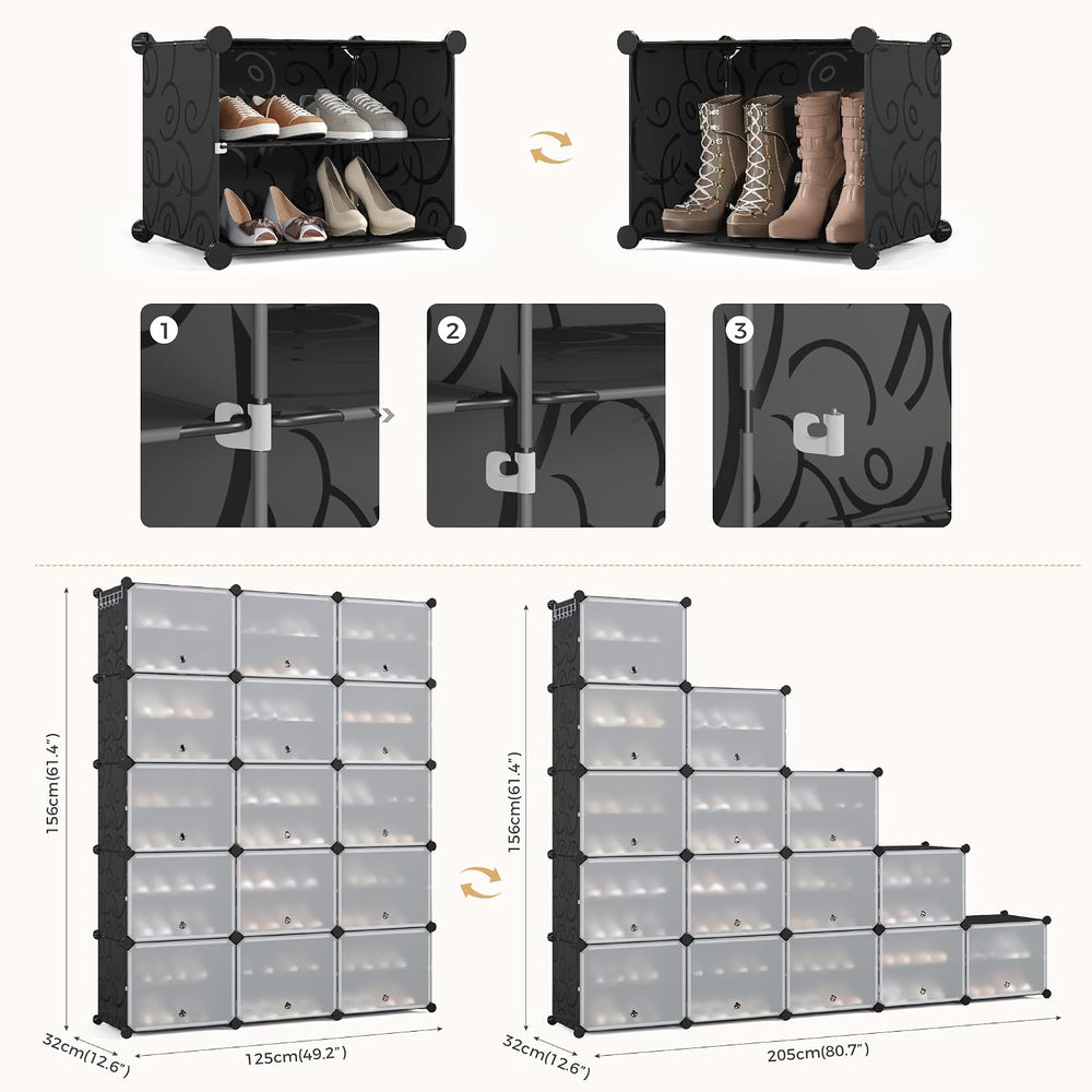 Mondeer Shoe Rack, Plastic Shoe Cabinet, 10 Levels, Shoe Rack Organiser Holds...