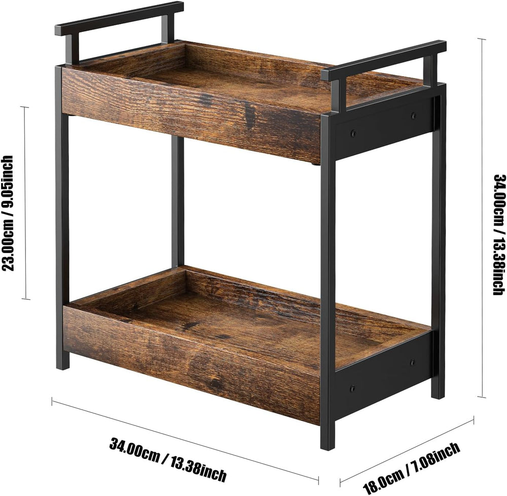KLM Countertop Coffee Station Organizer, 2 Tier Wooden Shelf for Coffee Bar A...