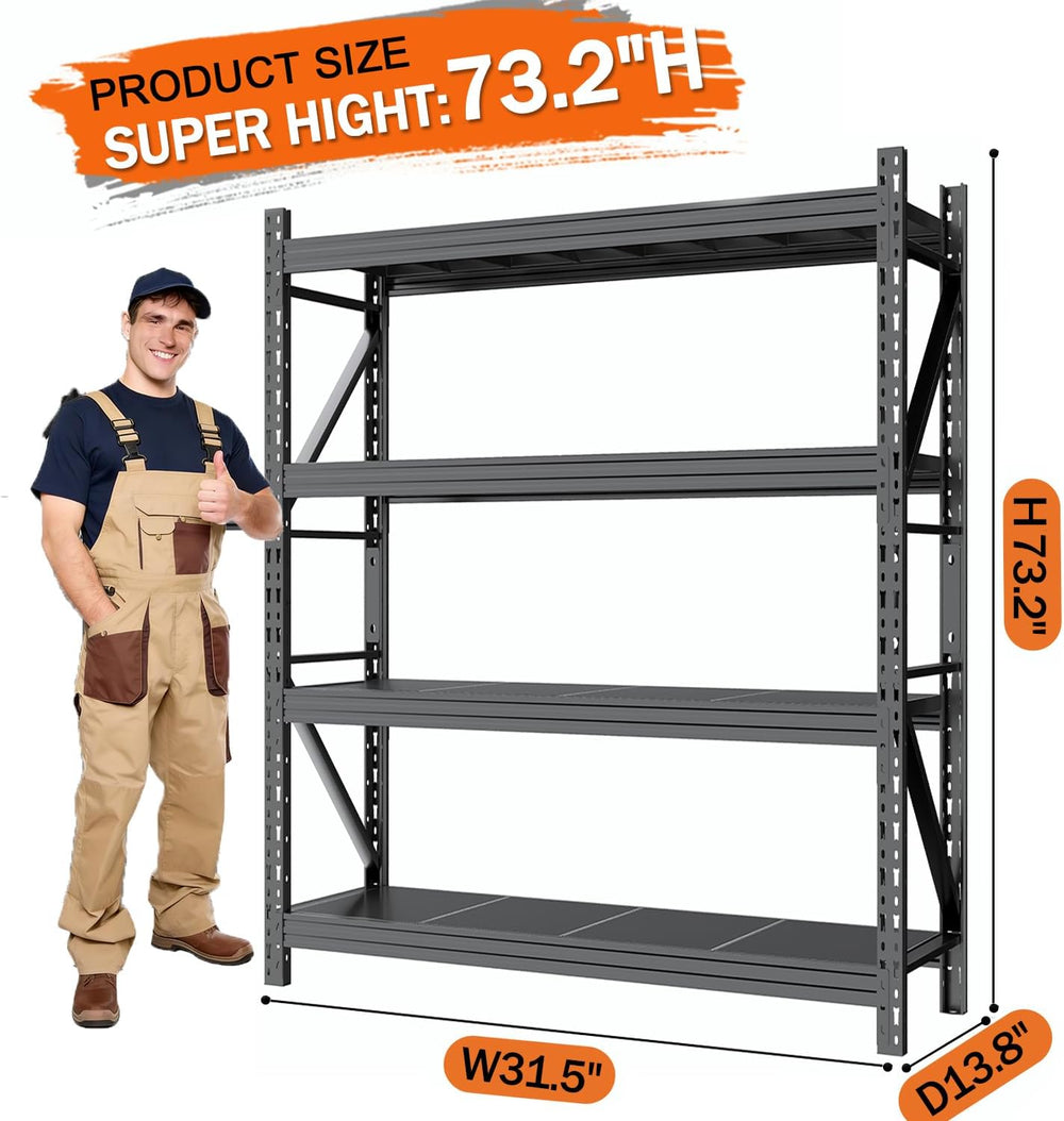31.5''W Heavy Duty Storage Shelves, 2500LBS Metal Garage Shelving Uni...