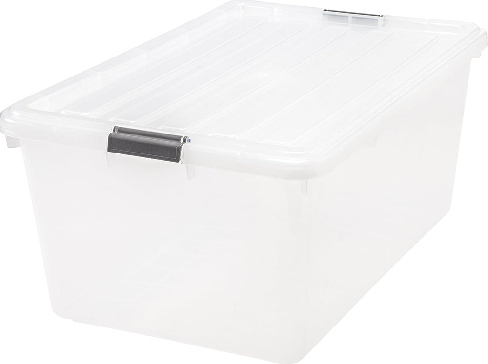 IRIS USA 68 Qt Stackable Storage Bins with Lids, Clear