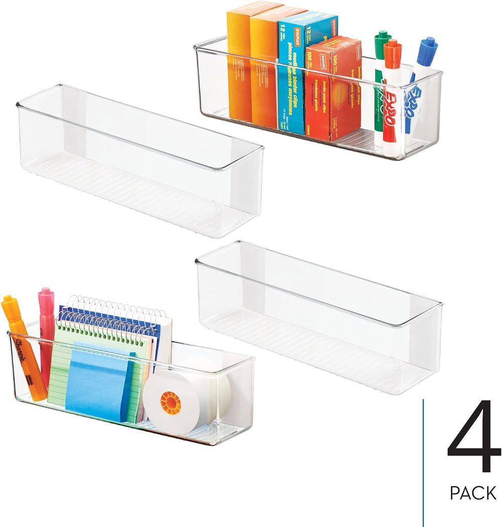 iDesign Adhesive Organizer Bin, Set of 4, Clear