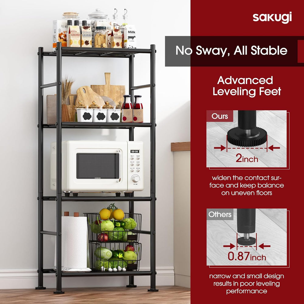 Sakugi Storage Shelves - 4 Tier Shelf Organizer, Heavy Duty Garage Shelving U...