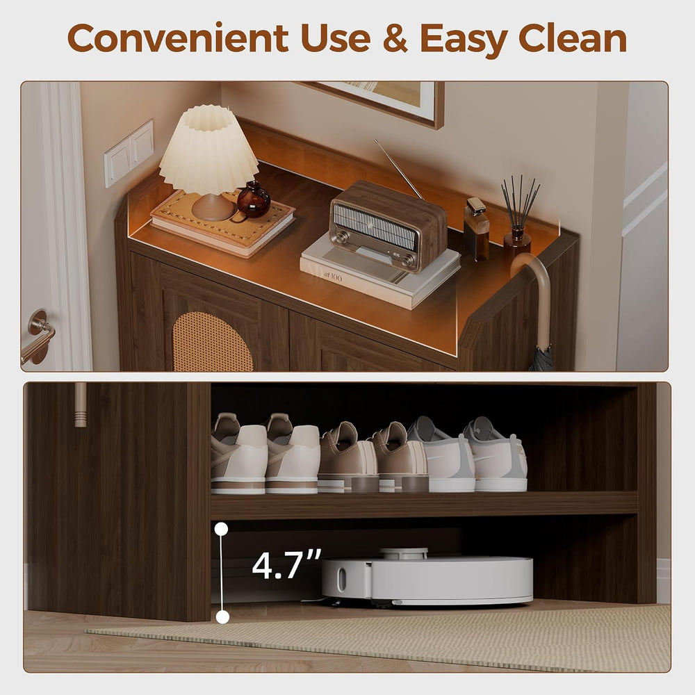 Mericonia 6-Tier Shoe Cabinet Storage for Entryway, Rattan Shoes Organizer Ca...