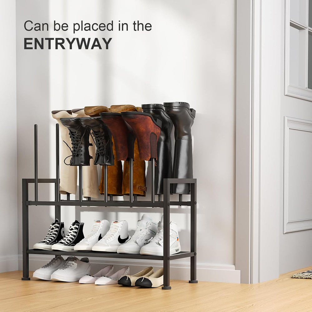 DIMJ Free Standing Shoe Racks - 3-Tier Boot Rack, Black Metal Storage Organiz...