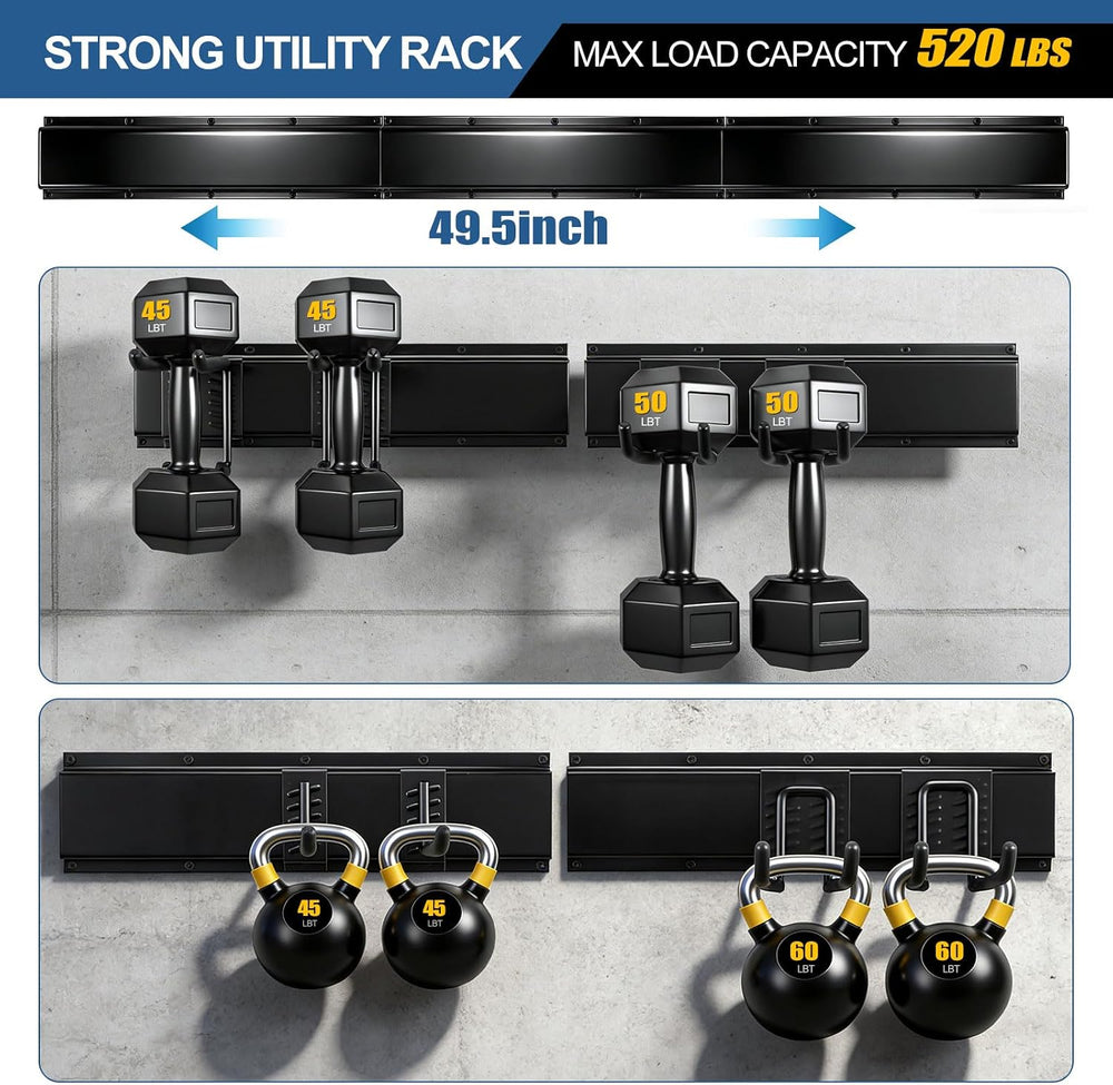 Garage Tool Organizer Wall Mount 49.5", 520lbs Heavy Duty Rack