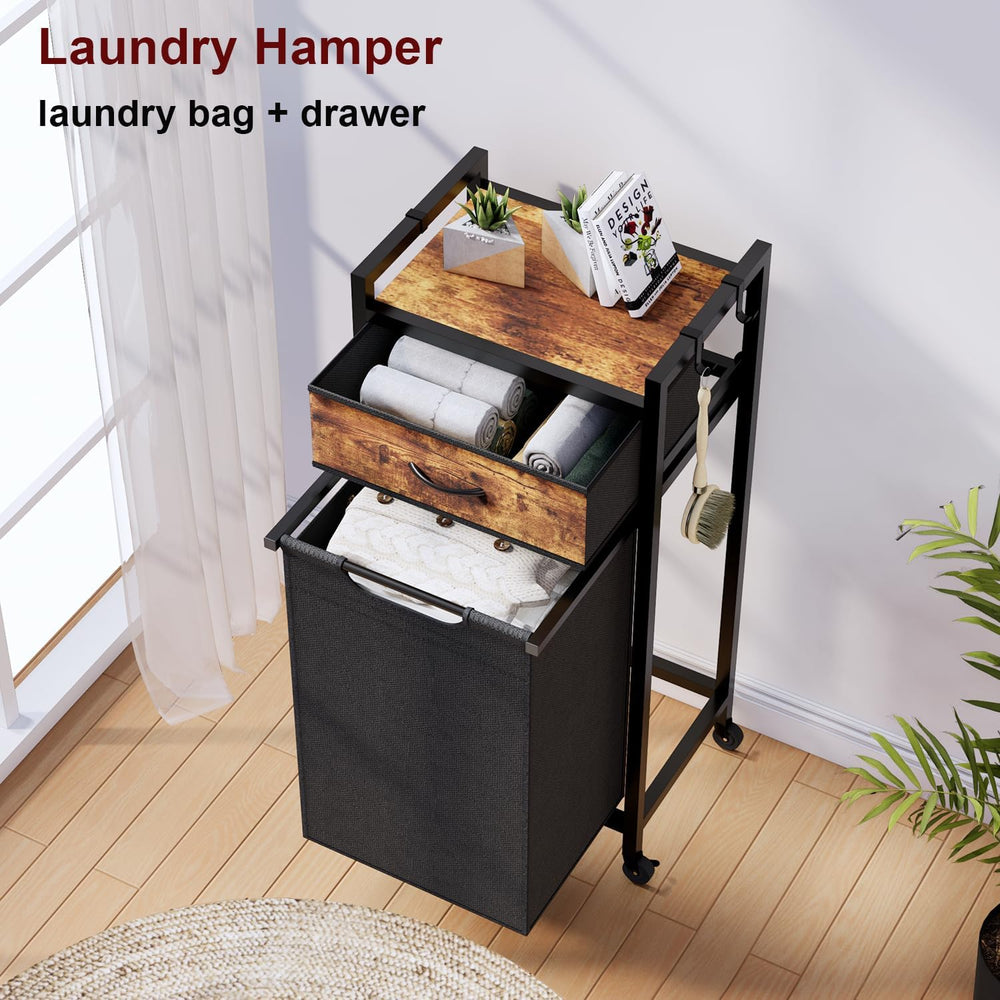 Timberer Laundry Hamper, Laundry Sorter, Rolling Laundry Basket with Drawer, ...