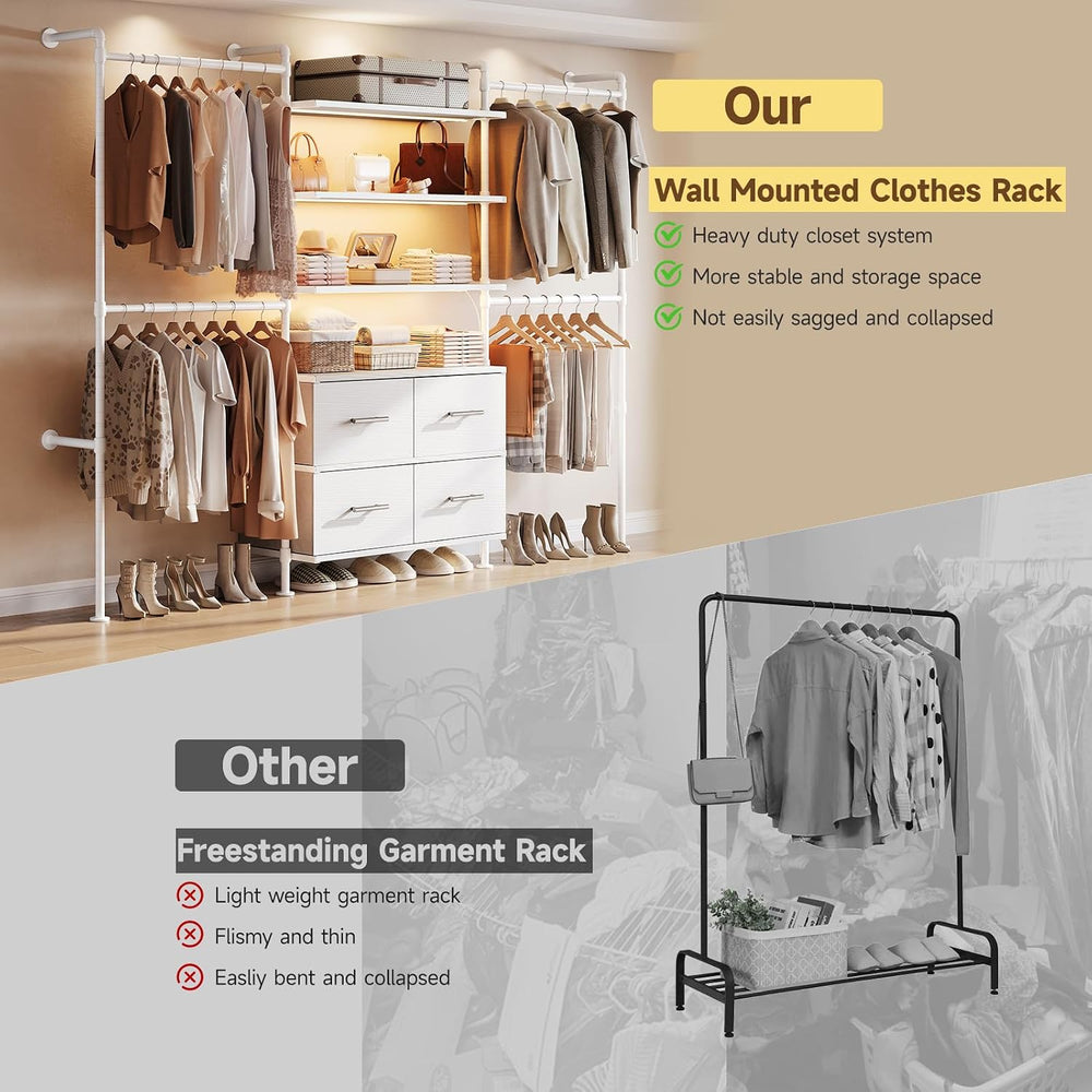 ONBRILL T4 Closet System with Stepless Dimmable LED Light & Drawers, White