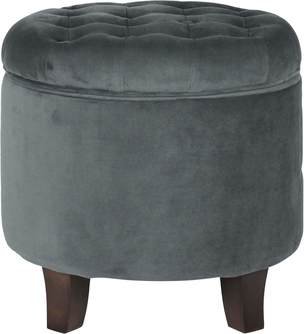 Homepop Home Decor | Upholstered Round Velvet Tufted Foot Rest Ottoman | Otto...