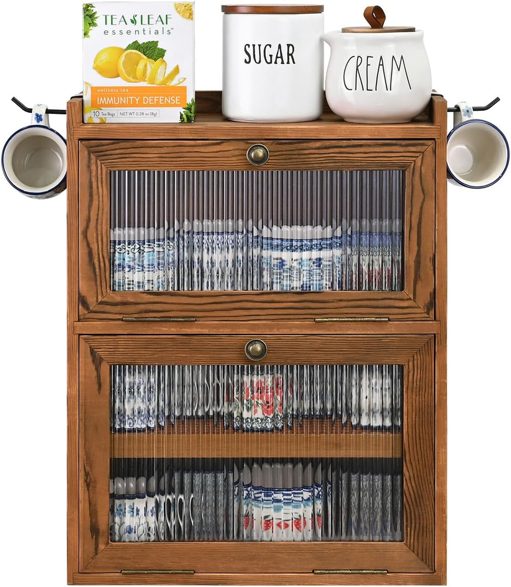 Ikee Design Wood 2-Tier Cabinet with Airflow Drying Tray