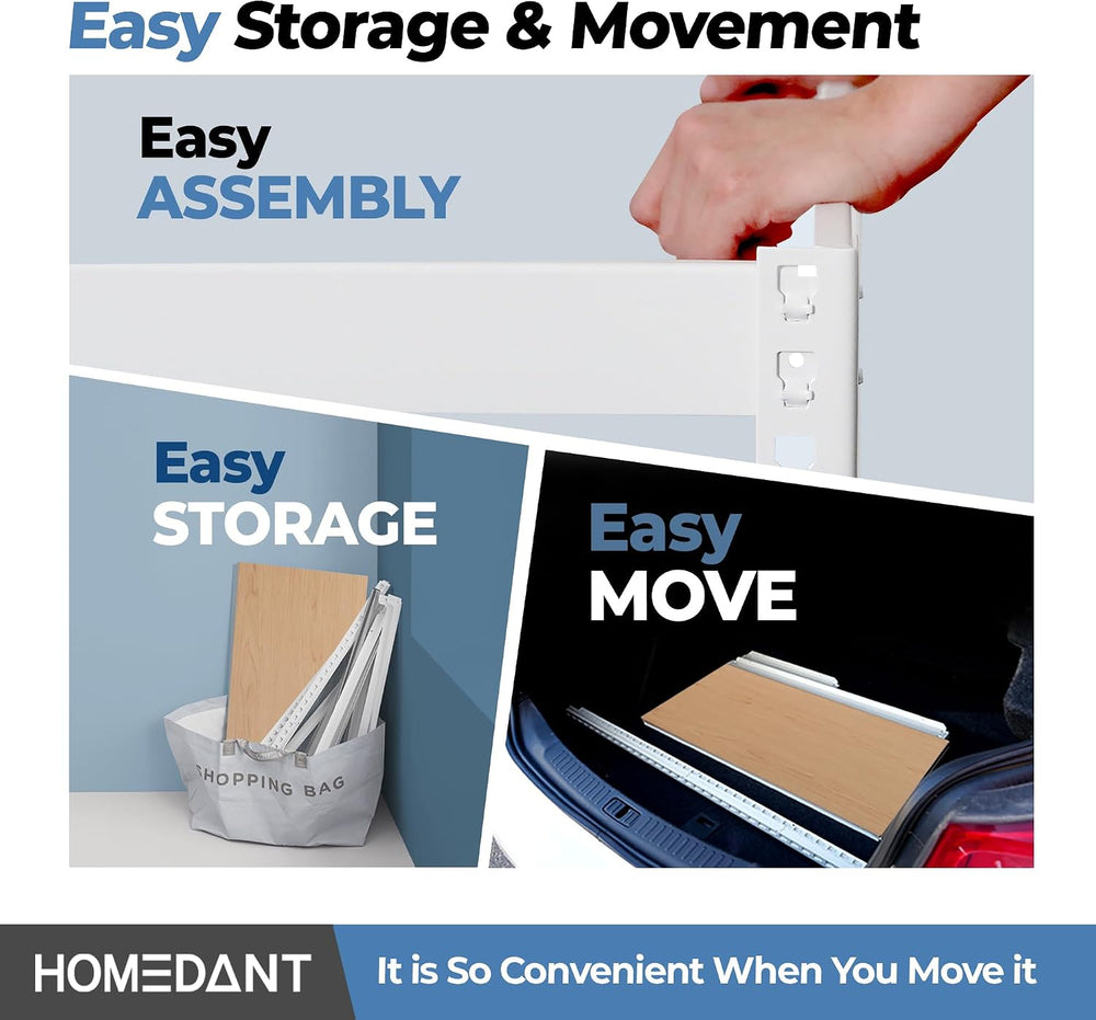 HOMEDANT White 28" W 5 Tier Storage Shelves Garage Shelving Unit Metal