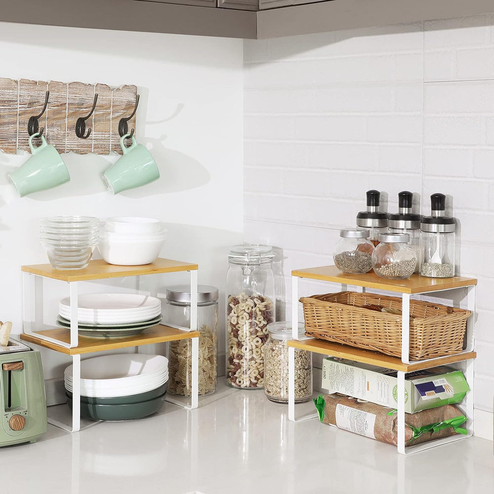 SONGMICS Cabinet Organizer Shelf, Set of 4 Spice Rack, Kitchen Storage
