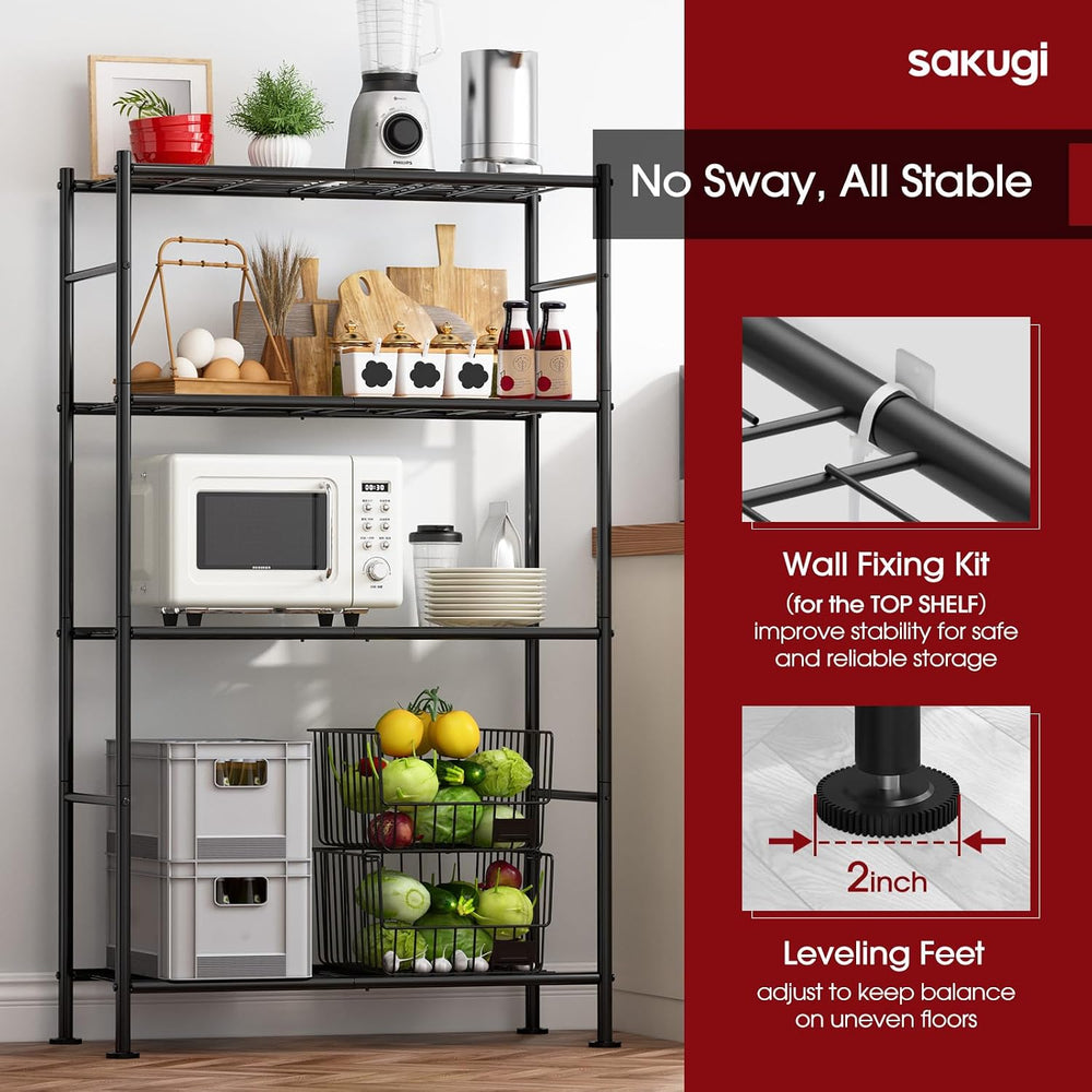 Sakugi Storage Shelves - 4 Tier Shelf Organizer, Heavy Duty Garage Shelving U...