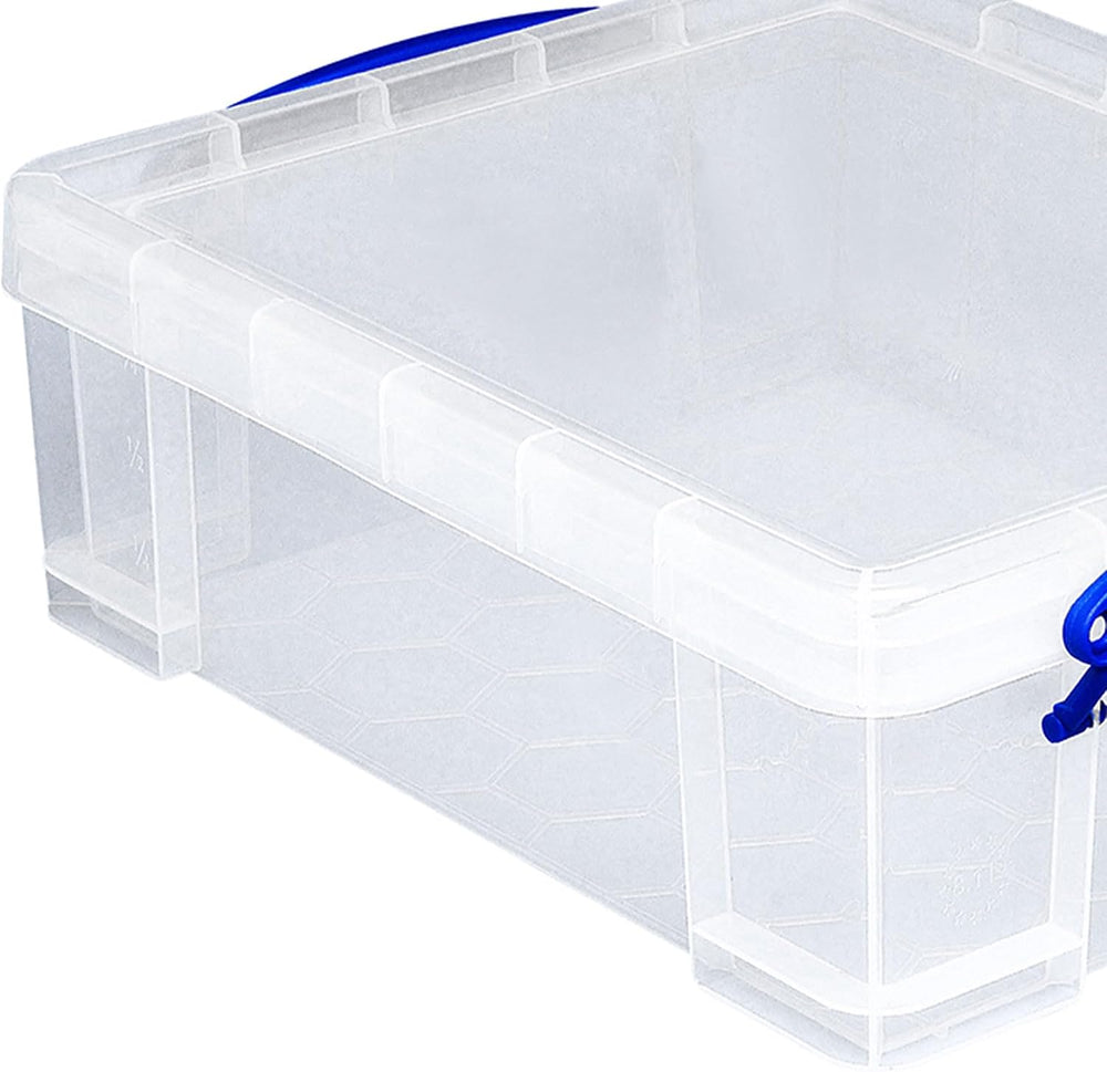 Really Useful Box 4 Pack Storage Bins, Clear Plastic Stackable Organizing Tot...