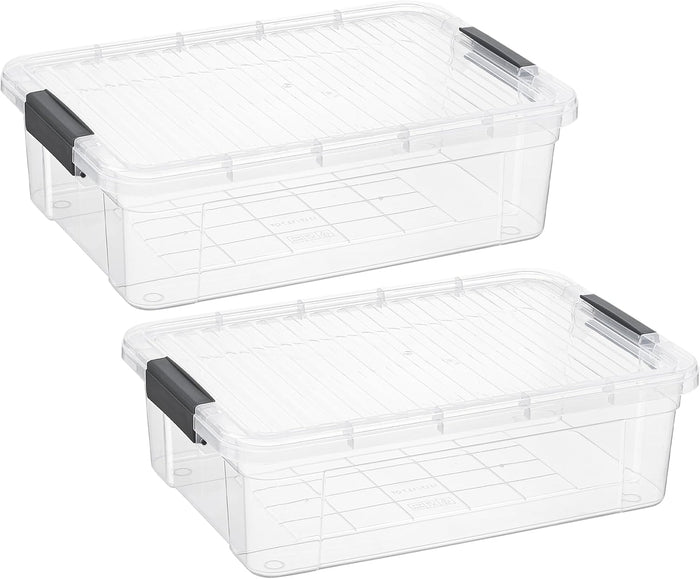 Superio Storage Bins with Lids, Clear Plastic Containers for Organizing, Stackable Totes, BPA Free, Odor Free, Organizer Boxes for Home, and Dorm (2 Pack, 22 Qt)