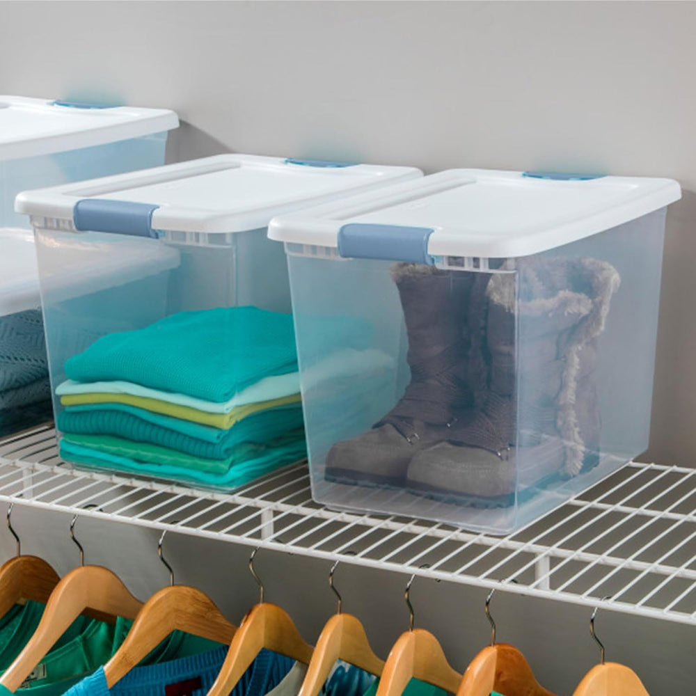 Sterilite Latching Box with Lids for Home and Office, 25 Quart, 12-Pack