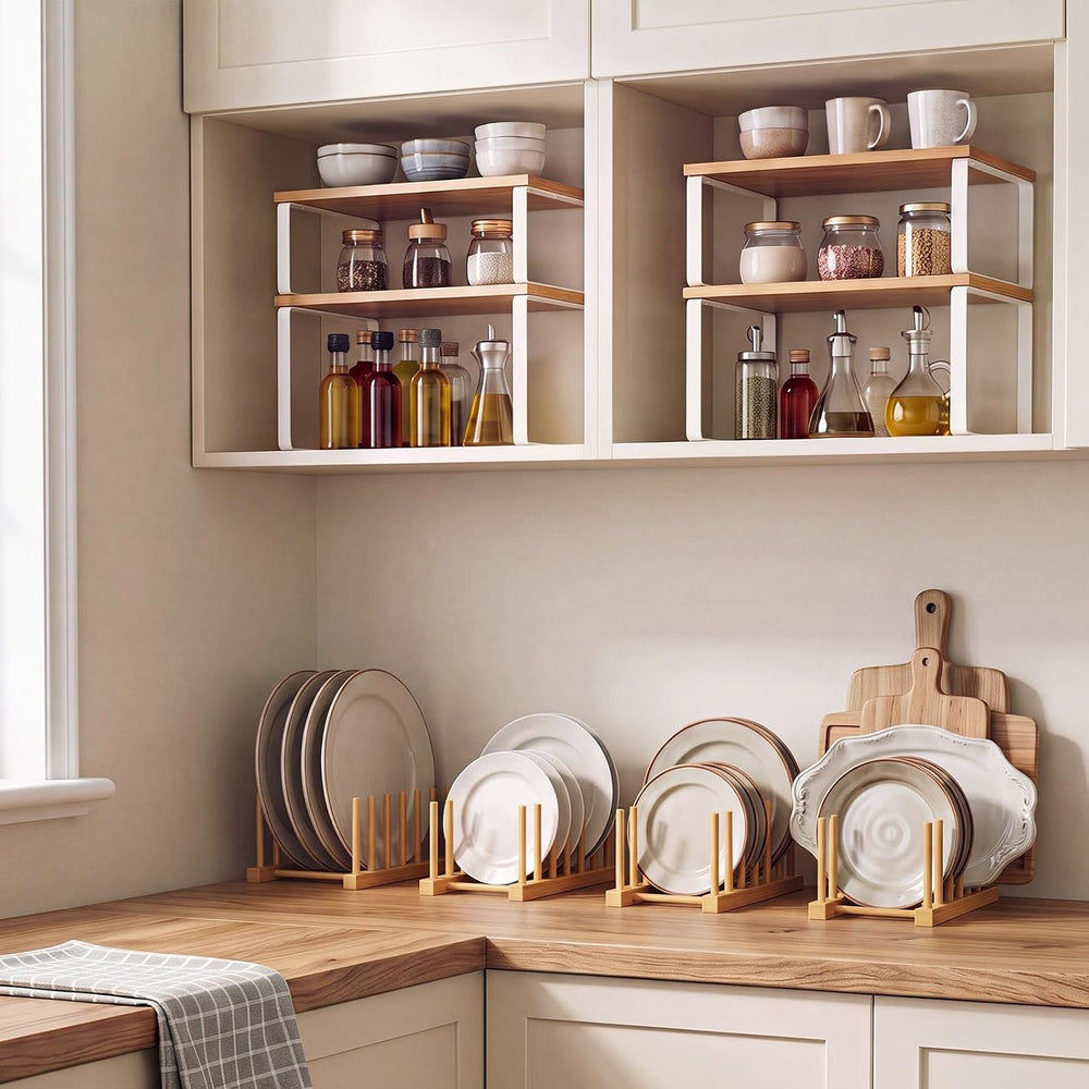 8 Pcs Kitchen Organizer Accessories Set Stackable Cabinet Organizer Shelf and...