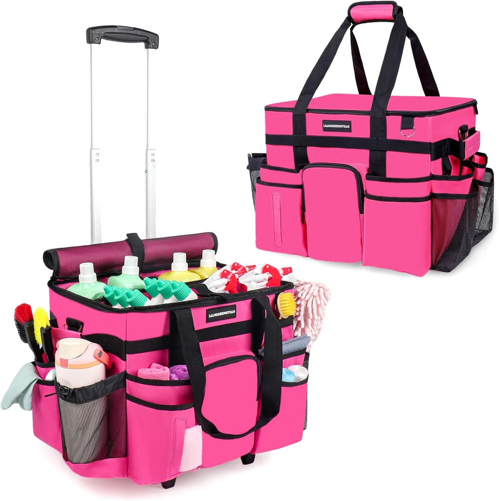 Large Rolling Cleaning Caddy Bag, Cleaning Caddy with Wheels with Detachable ...