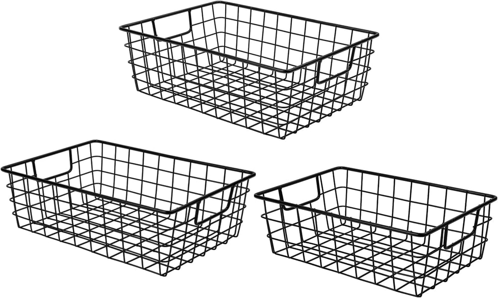 3 Pack Extra Large Wire Basket with Metal Handles, Metal Basket for organizer...