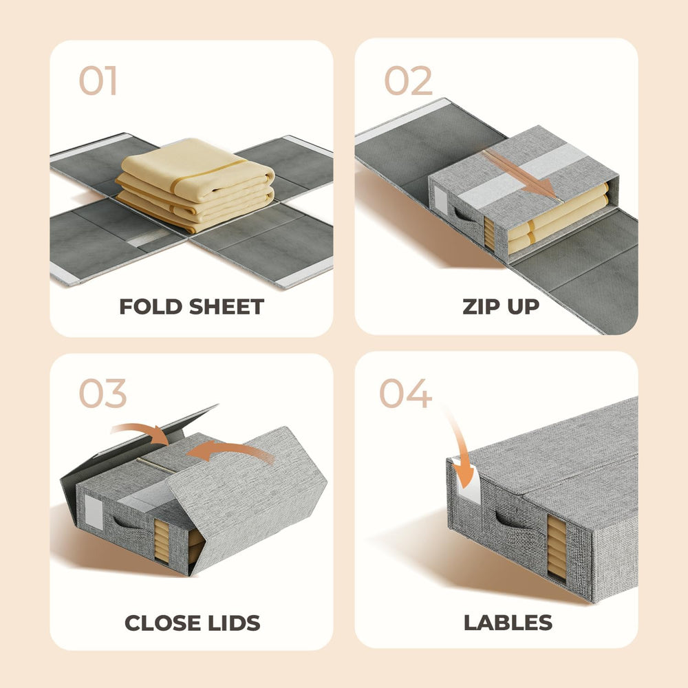 Sheet Organizers and Storage for Linen Closet, 8Pack Grey