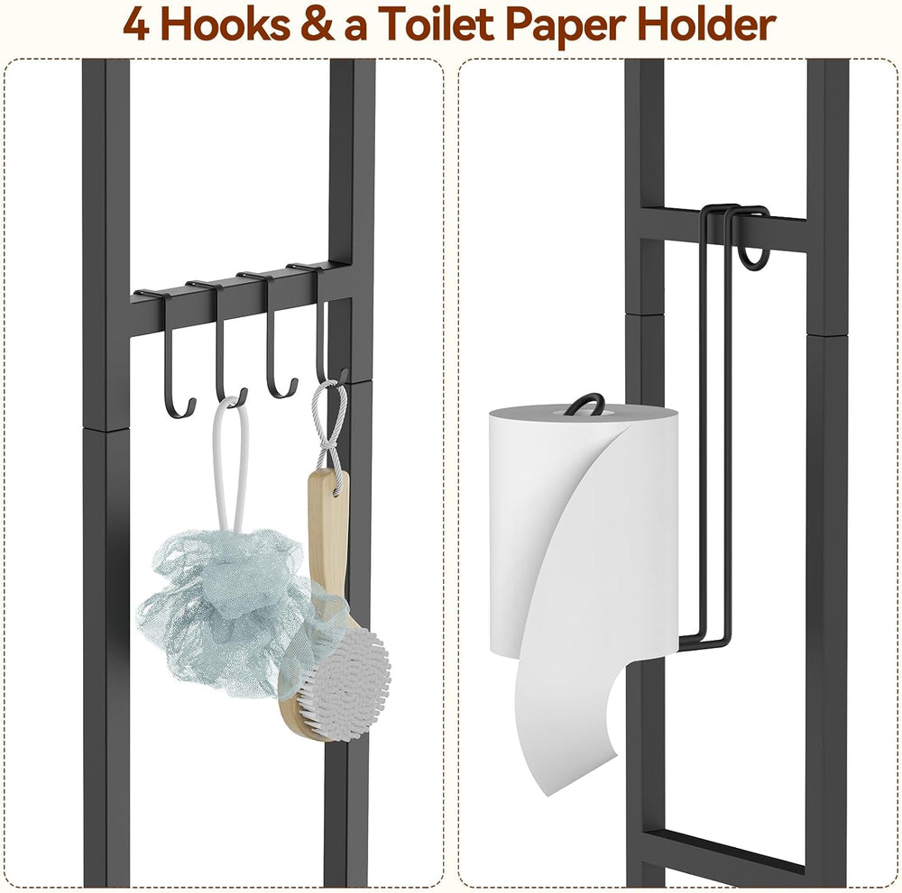 2-Tier Over The Toilet Storage Shelf with 2 Fabric Drawers