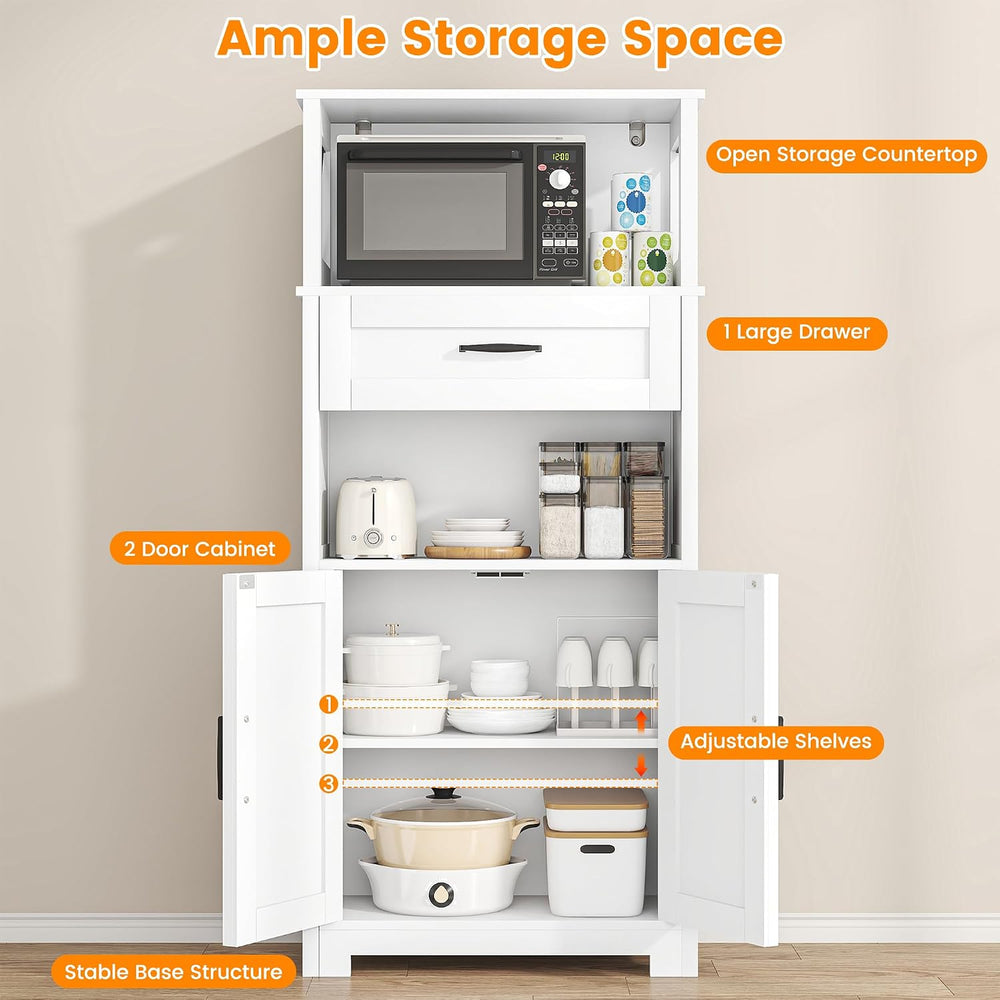 Saudism 55" Pantry Storage Cabinet with Drawers and Barn Doors