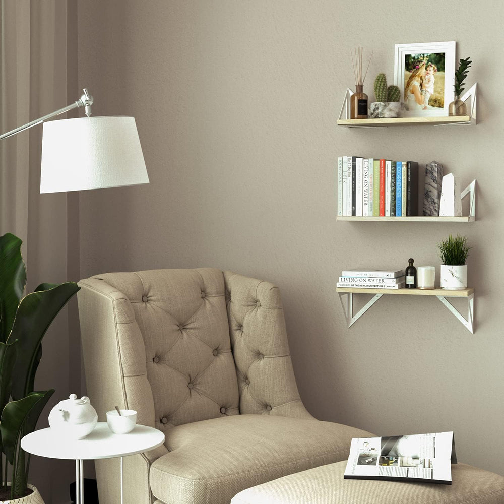 Wallniture Minori Floating Shelves for Wall Storage, Floating Bookshelf Set o...