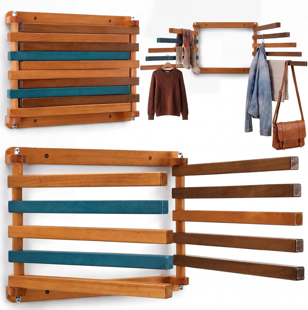 Novabright 1 Pcs Wood Foldable Wall Mounted Drying Rack, Colorful