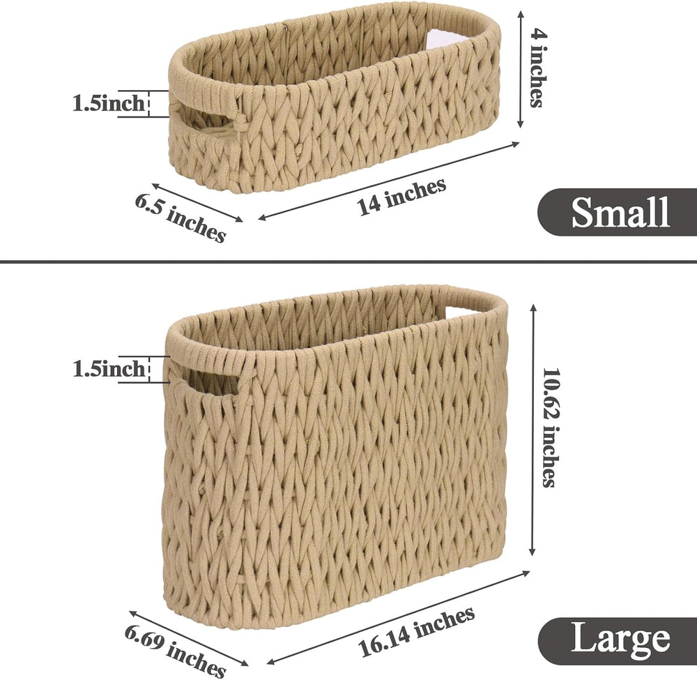 Boho Toilet Paper Storage Baskets, Cotton Rope Woven Bathroom Basket Set of 2...