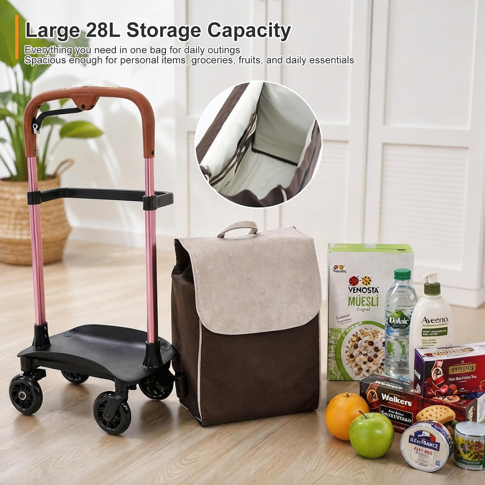 Side-Push Shopping Cart for Seniors, Lightweight 6.6lb Aluminum Grocery Troll...