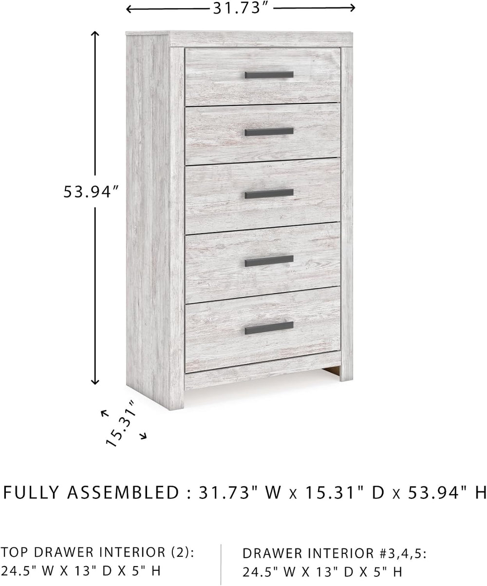 Signature Design by Ashley Cayboni Vintage 5 Drawer Wide Chest with Safety St...