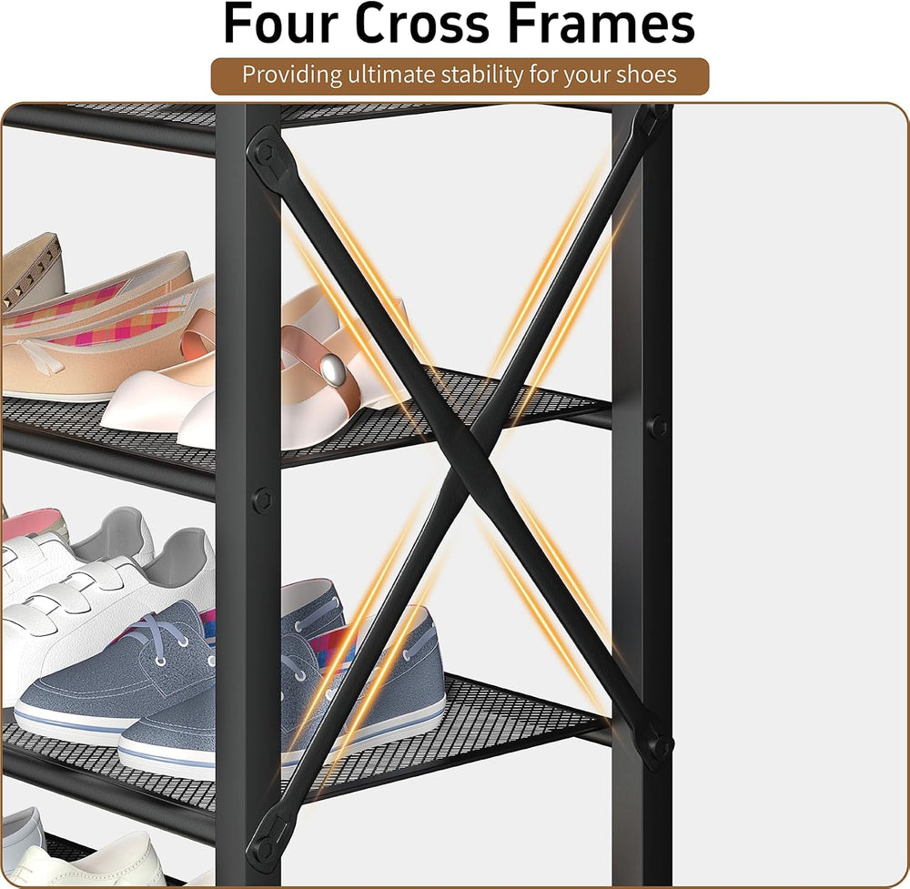 Metal Shoe Rack, 8 Tier Shoe Shelf Holds 32 Pairs, Vertical Shoe Organizer fo...