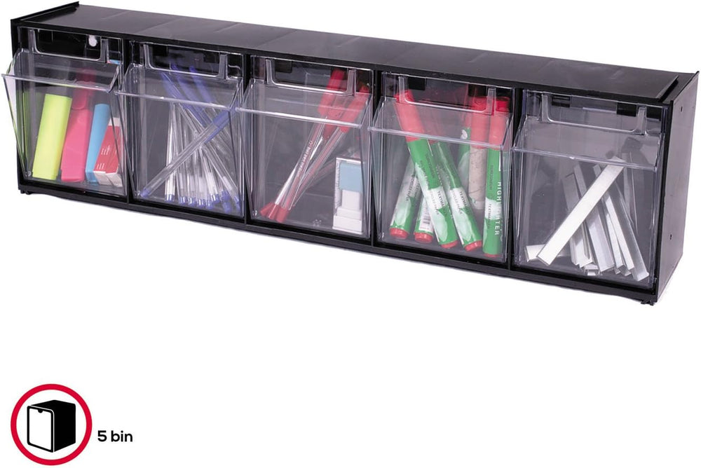 Deflecto 20504OP Five-bin horizontal tilt bin storage system, 23-5/8w x 5-1/4...