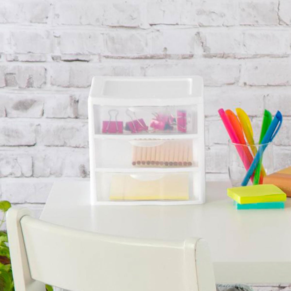 Sterilite Clearview 3-Drawer Cart Small Plastic Storage Organizer, 12-Pack