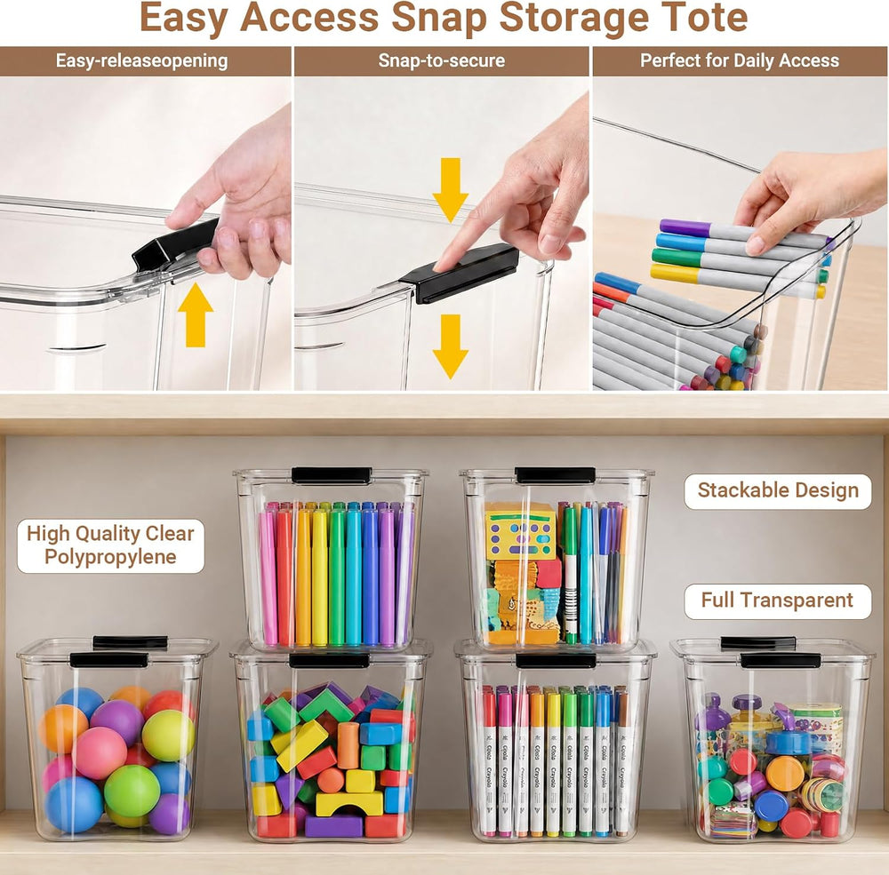 108Qt Stackable Storage Bins with Lids,Clear Latching Organizer Boxes,4Pack
